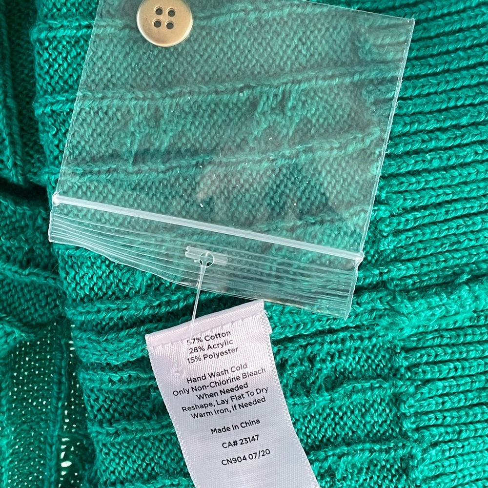 NWT Talbots Women’s Cable-Knit Sweater Green Size MP - Picture 8 of 9